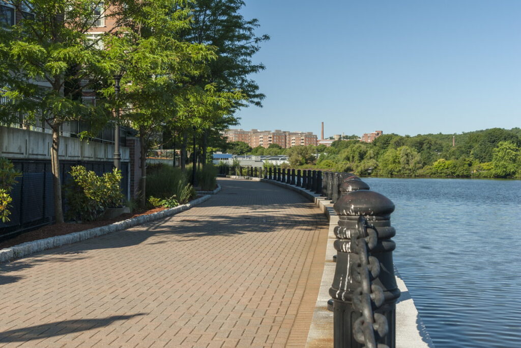 Charles River promenade in Waltham, MA