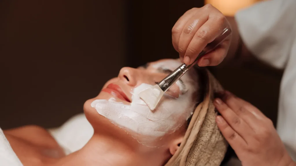 Facial mask treatment at Robert's Salon and Spa in Belmont, MA
