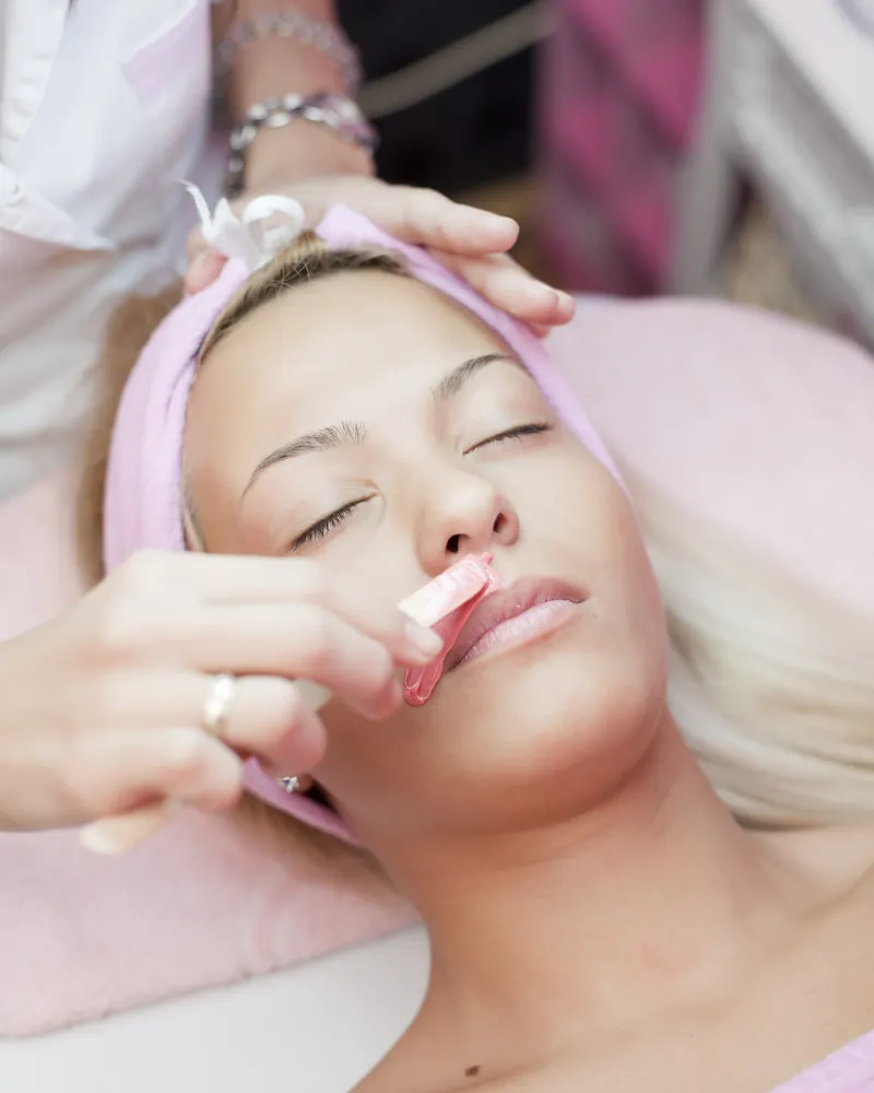 Lip waxing treatment at Robert's Salon and Spa in Belmont, MA